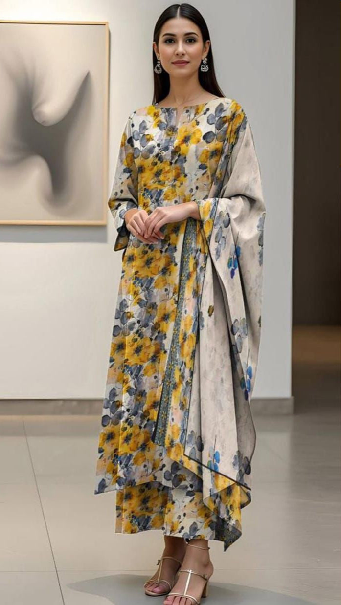 BAROQUE (3 Piece) BANA DORIA LAWN DIGITAL PRINT ALLOVER