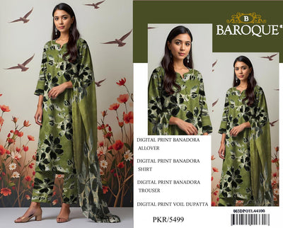 BAROQUE (3 Piece) BANA DORIA LAWN DIGITAL PRINT ALLOVER