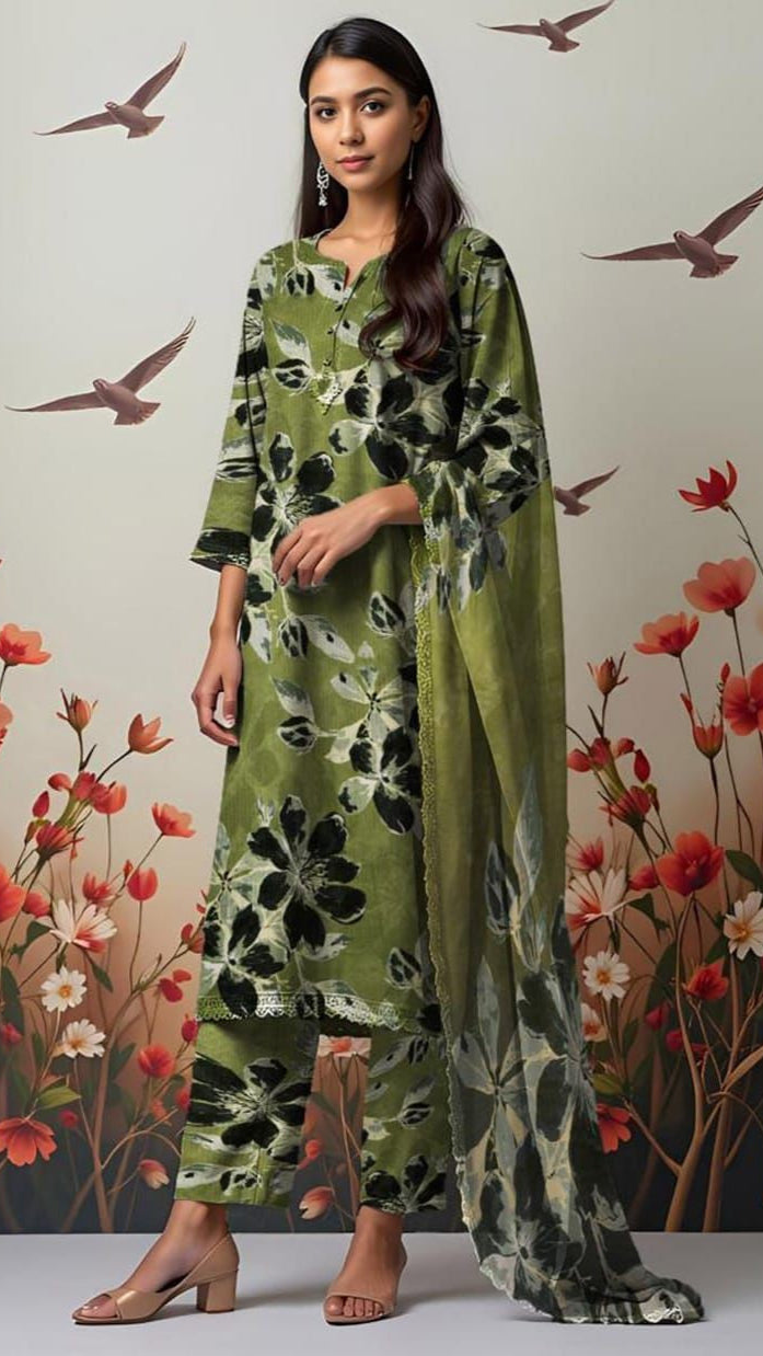 BAROQUE (3 Piece) BANA DORIA LAWN DIGITAL PRINT ALLOVER