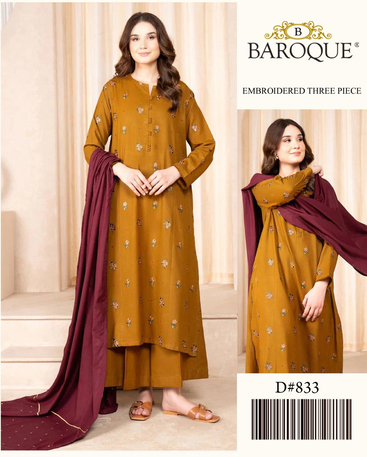 BAROQUE EMBROIDERY LAWN SUIT (3 PIECE)