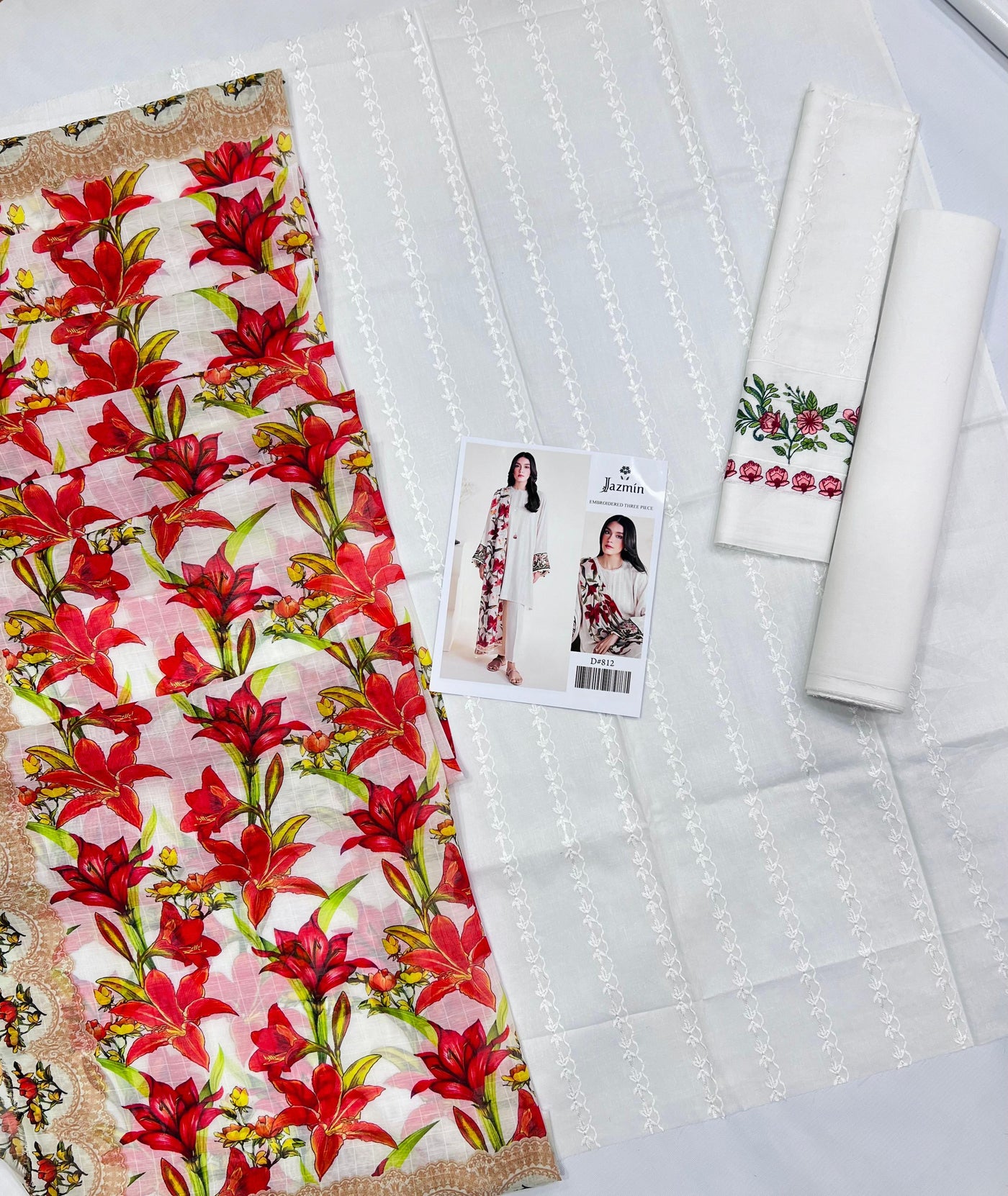 JAZMIN LAWN  EMBROIDERY SUIT (3 PIECE)