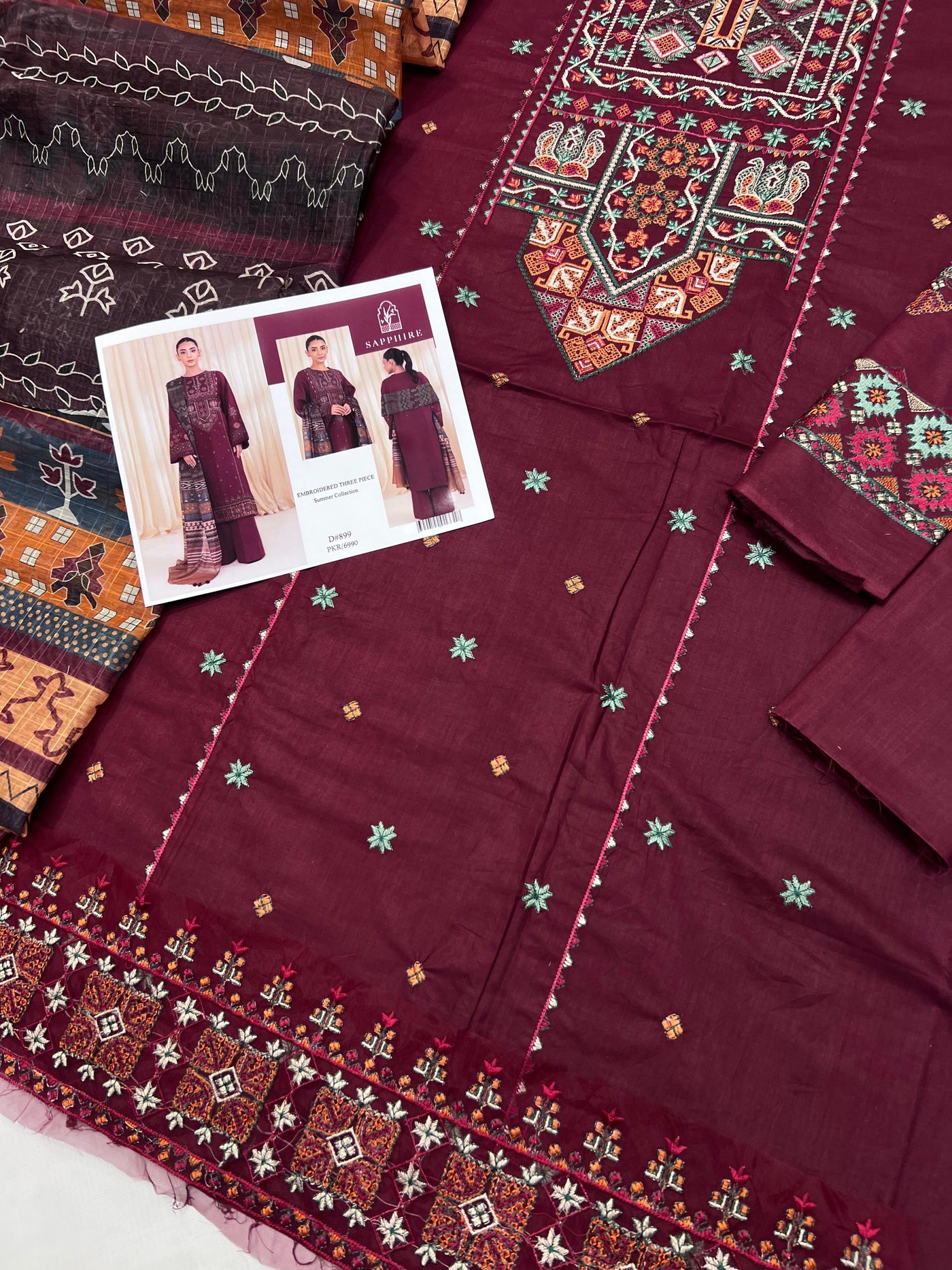 SAPPHIRE LAWN EMBROIDERY SUIT (3 PIECE)