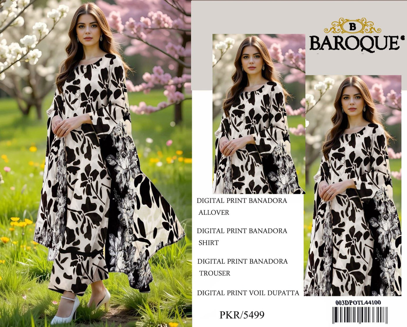 BAROQUE BANA DORIA LAWN DIGITAL PRINT ALLOVER
