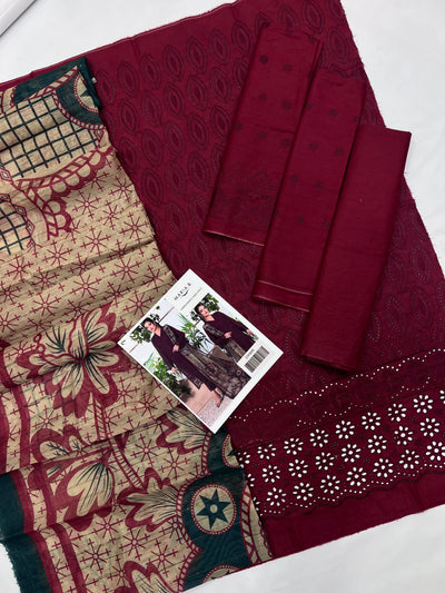 MARIA B LAWN EMBROIDERY SUIT (3 PIECE)