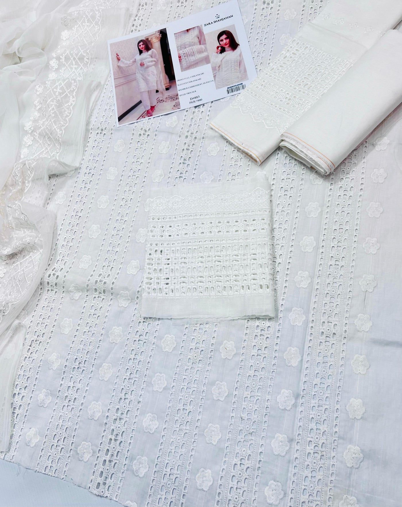 ZARA SHAHJAHAN CHIKANKARI LAWN SUIT (3 PIECE)
