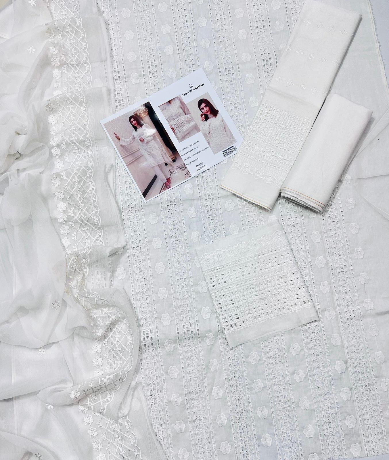 ZARA SHAHJAHAN CHIKANKARI LAWN SUIT (3 PIECE)