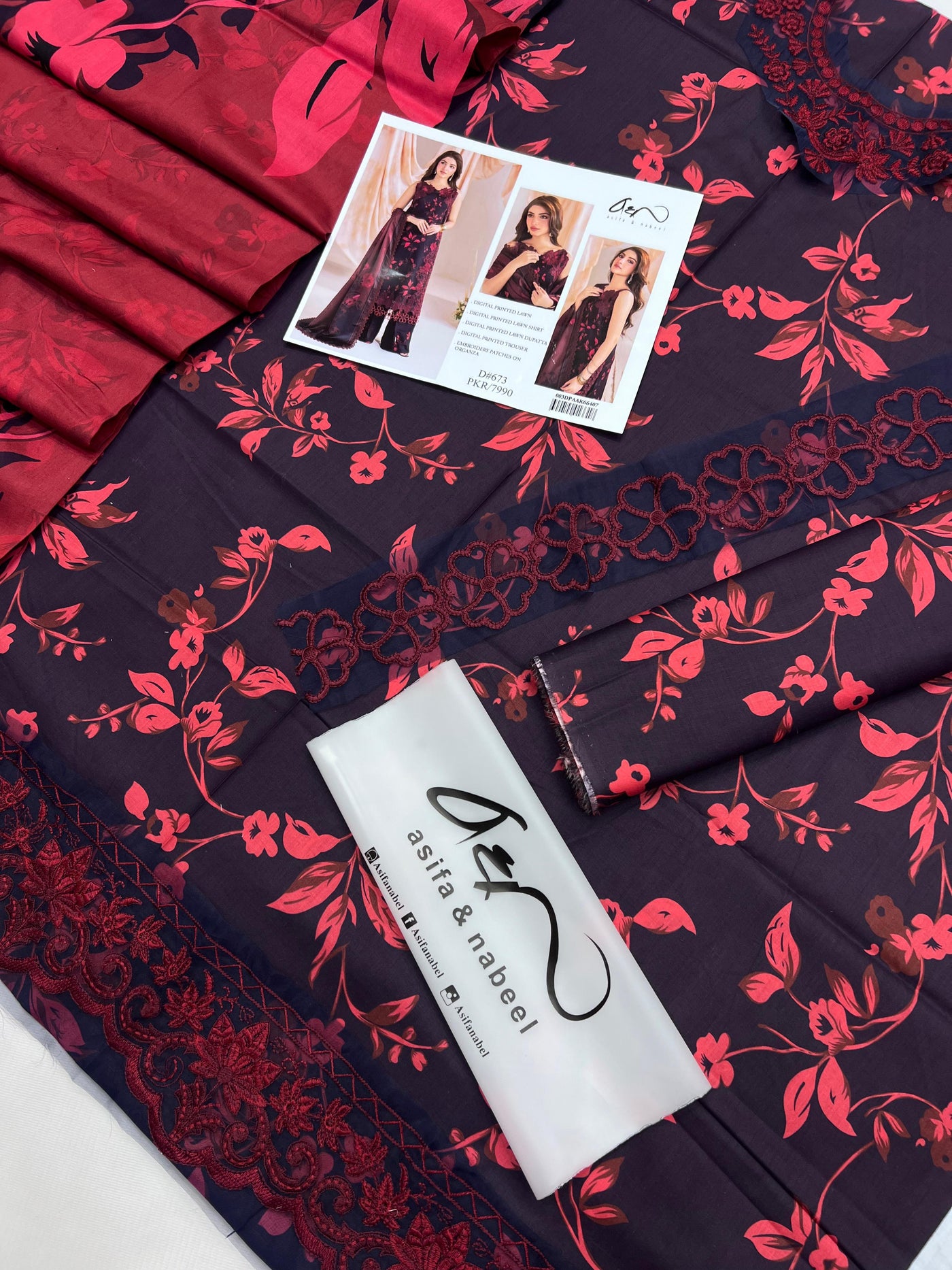 ASIFA & NABEEL LAWN EMBROIDERY SUIT (3 PIECE)
