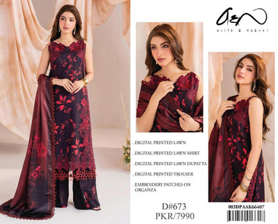 ASIFA & NABEEL LAWN EMBROIDERY SUIT (3 PIECE)