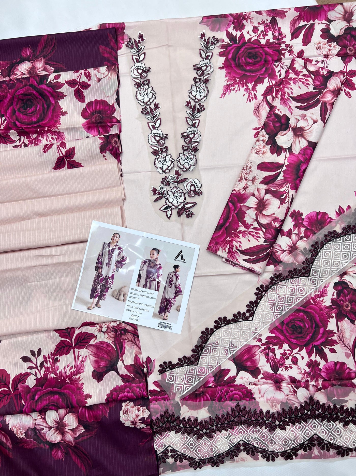 ADAN LIBAS LAWN EMBROIDER SUIT (3 PIECE)