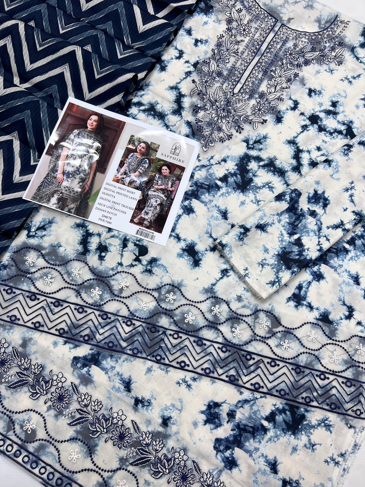 SAPPHIRE LAWN EMBROIDER SUIT (3 PIECE)