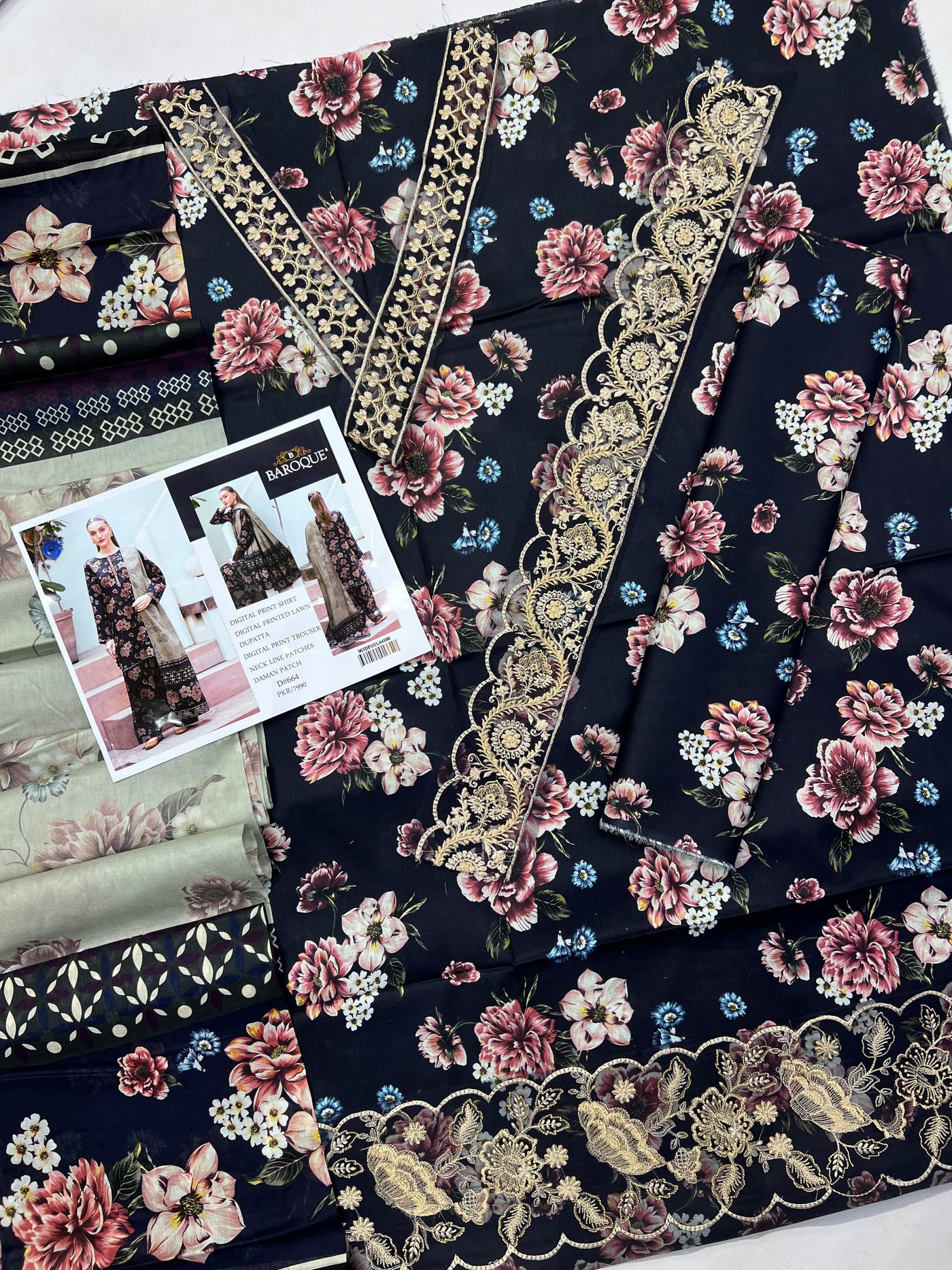 BAROQUE LAWN EMBROIDER SUIT (3 PIECE)
