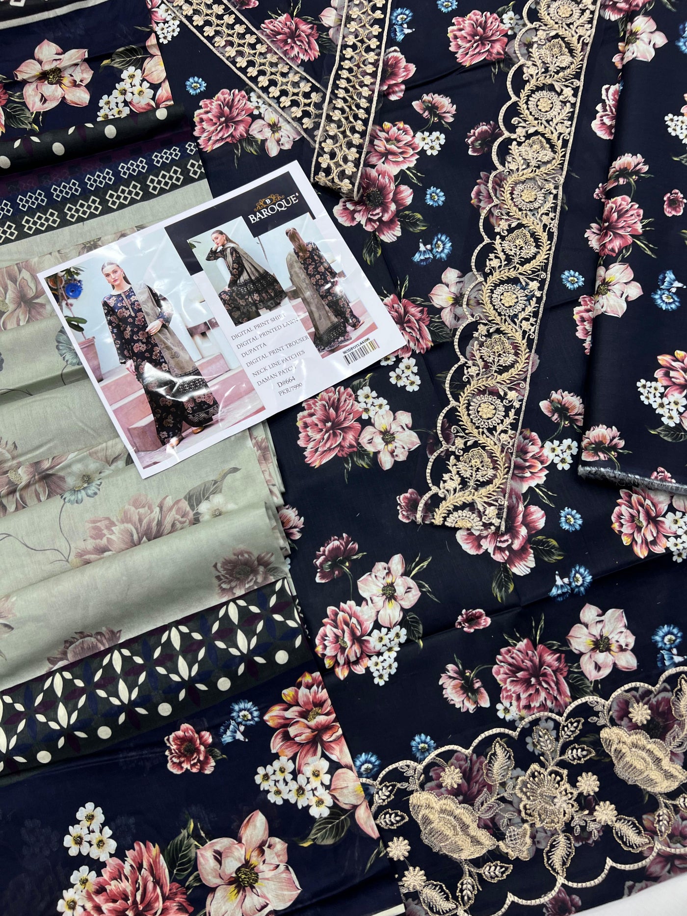 BAROQUE LAWN EMBROIDER SUIT (3 PIECE)
