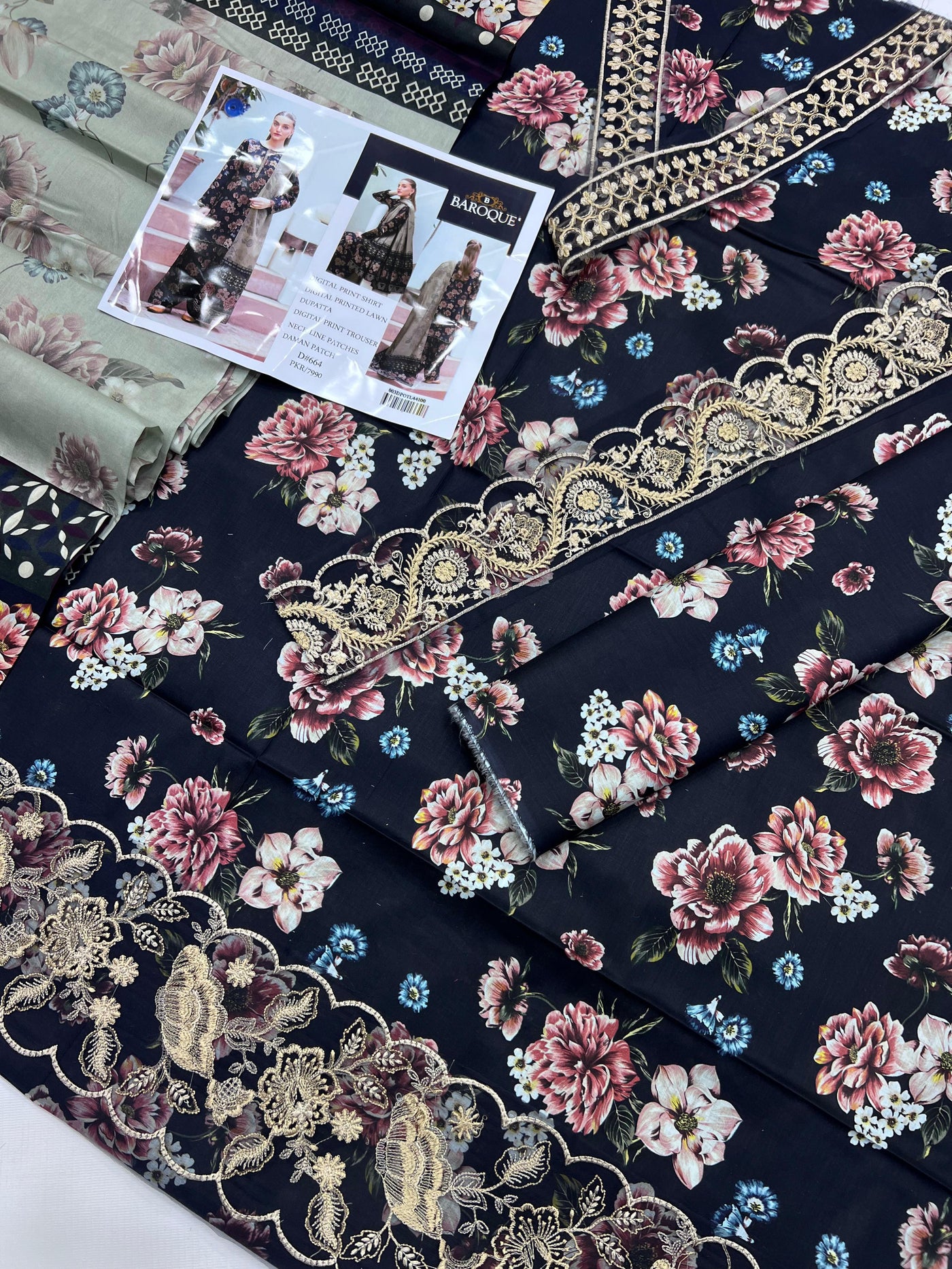 BAROQUE LAWN EMBROIDER SUIT (3 PIECE)