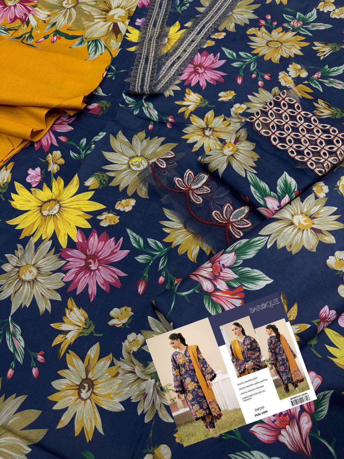 BAROQUE LAWN EMBROIDER SUIT (3 PIECE)