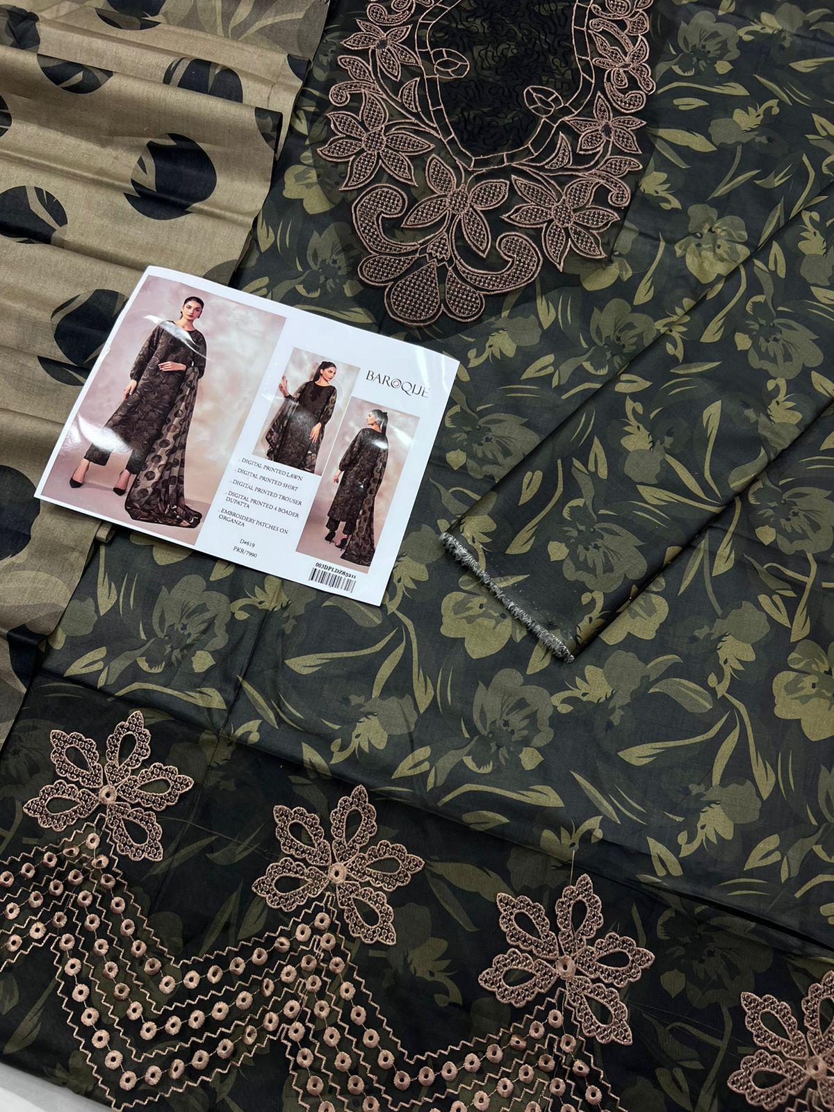 BAROQUE LAWN EMBROIDER SUIT (3 PIECE)