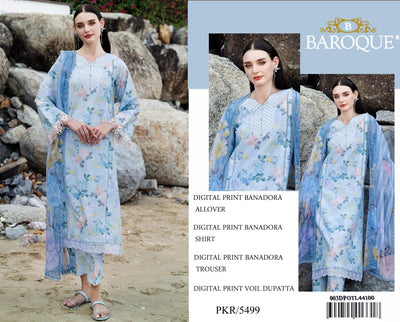 BAROQUE (3 Piece) BANA DORIA LAWN DIGITAL PRINT ALLOVER