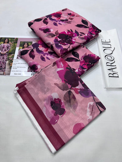 BAROQUE (3 Piece) BANA DORIA LAWN DIGITAL PRINT ALLOVER