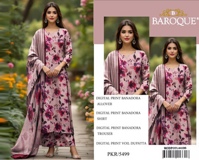 BAROQUE (3 Piece) BANA DORIA LAWN DIGITAL PRINT ALLOVER