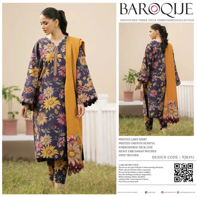 BAROQUE LAWN EMBROIDER SUIT (3 PIECE)